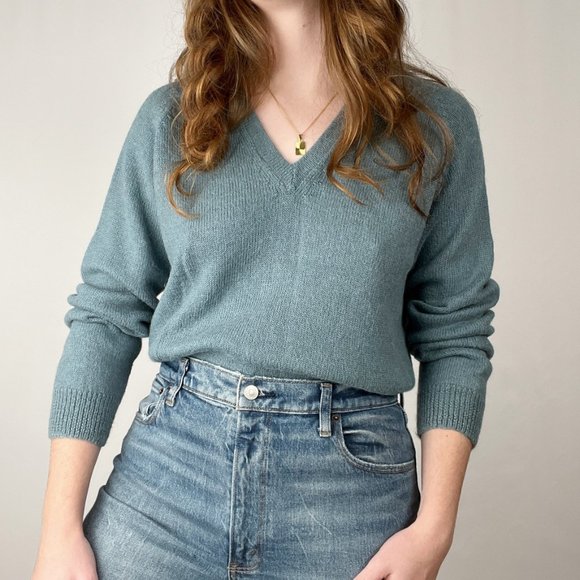 Stunning Parisian Vintage Mohair Wool Handmade Sweater Oversized Preppy Knit - Picture 6 of 6